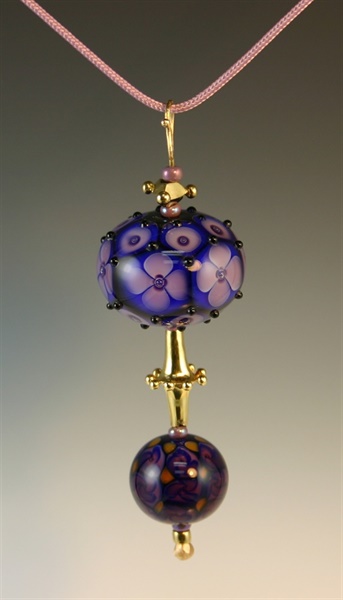 Gold and Lampwork Beads Pendant 101