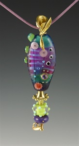 Gold and Lampwork Beads Pendant 105