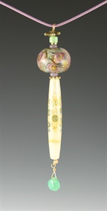 Gold and Lampwork Beads Pendant 115