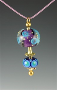 Gold and Lampwork Beads Pendant 118