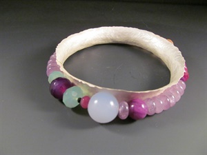 Sterling Silver Bangle with Gemstones