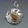 Sterling Silver with 14K Gold Pronged Agate Pendant