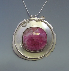 Sterling Silver with Floral Motif and Agate Pendant