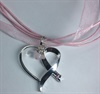Pale Pink Breast Cancer Heart Awareness Ribbon Necklace