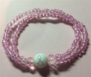 Pink Breast Cancer Awareness Bead Stretchy Bracelet