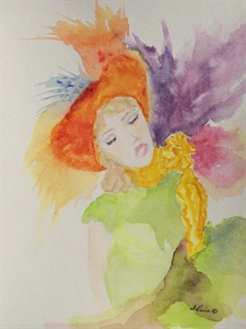 Lady in Orange Feathered Hat